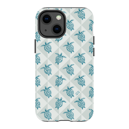 iPhone Tough Phone Case - Turtle Diamonds Coastal Storm