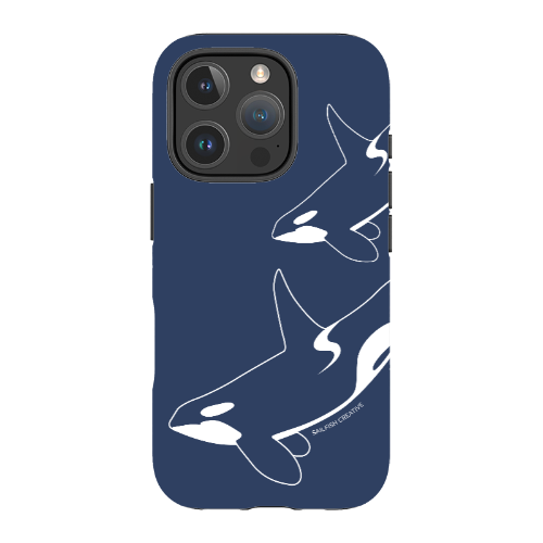 iPhone Tough Phone Case - Orca Outline Navy