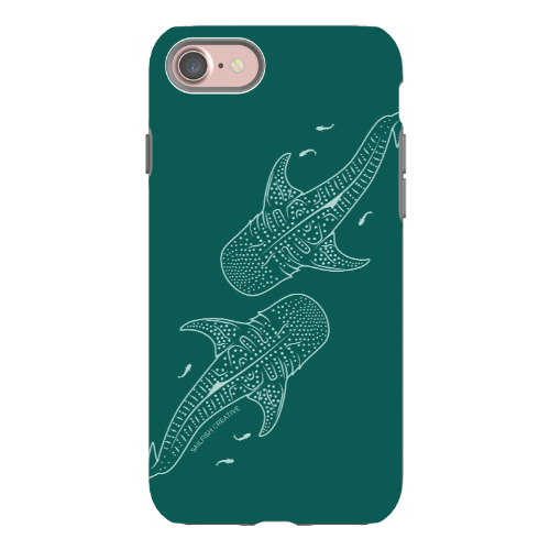 iPhone Tough Case - Whale Sharks Outline Emerald