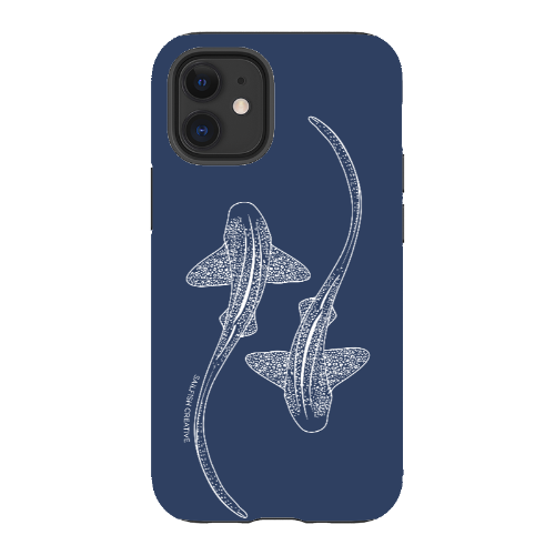 iPhone Tough Phone Case - Leopard Sharks Outline Navy - Sailfish Creative