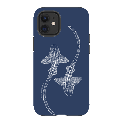 iPhone Tough Phone Case - Leopard Sharks Outline Navy - Sailfish Creative
