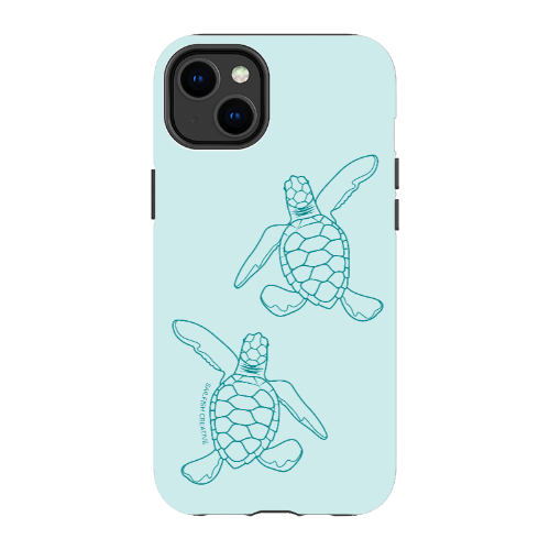 iPhone Tough Phone Case - Turtle Hatchlings Outline Teal - Sailfish Creative