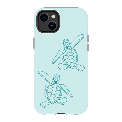 iPhone Tough Phone Case - Turtle Hatchlings Outline Teal - Sailfish Creative