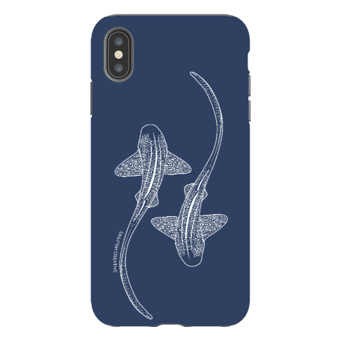iPhone Tough Phone Case - Leopard Sharks Outline Navy - Sailfish Creative