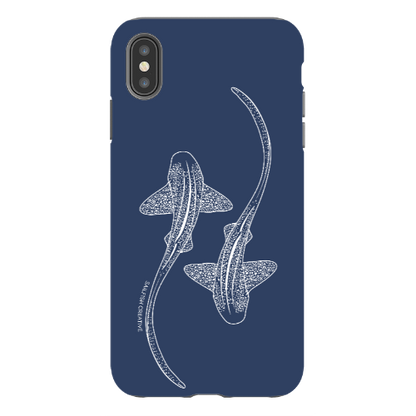 iPhone Tough Phone Case - Leopard Sharks Outline Navy - Sailfish Creative