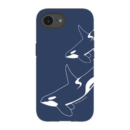 iPhone Tough Phone Case - Orca Outline Navy