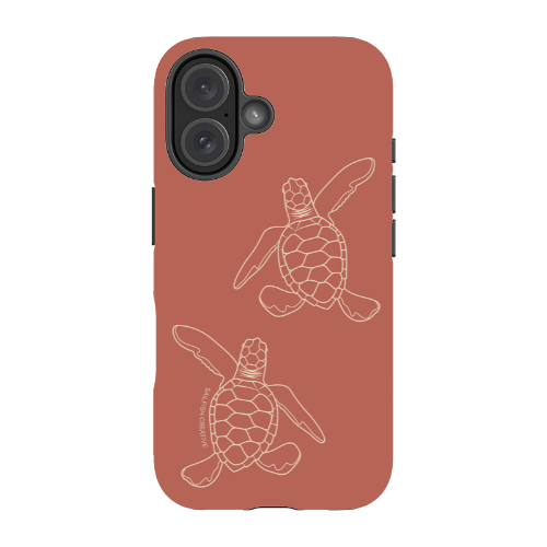 iPhone Tough Case - Turtle Hatchlings Outline Rusty Coral
