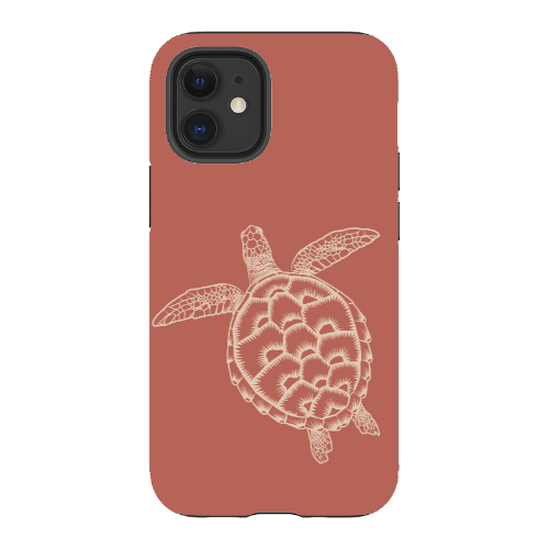 iPhone Tough Case - Turtle Outline Rusty Coral