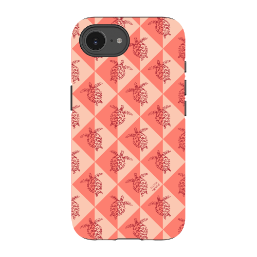 iPhone Tough Phone Case - Turtle Diamonds Coral