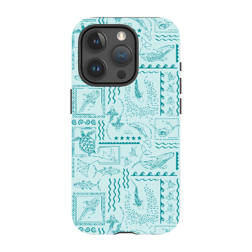 iPhone MagSafe Tough Phone Case - Busy Print Teal