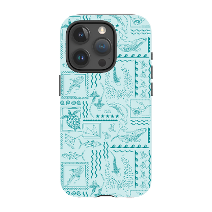 iPhone MagSafe Tough Phone Case - Busy Print Teal