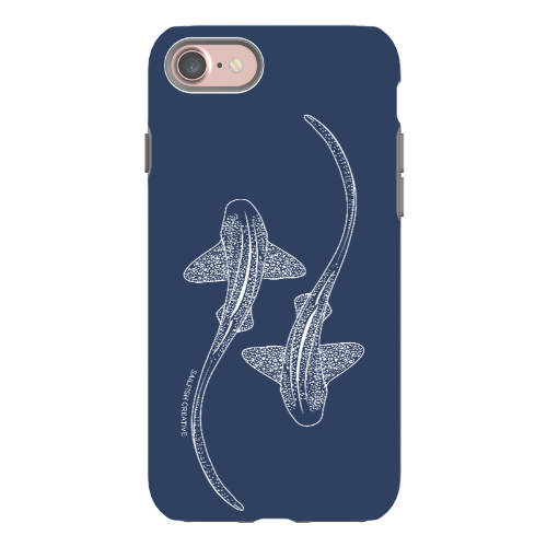 iPhone Tough Phone Case - Leopard Sharks Outline Navy - Sailfish Creative