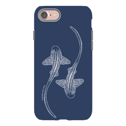 iPhone Tough Phone Case - Leopard Sharks Outline Navy - Sailfish Creative