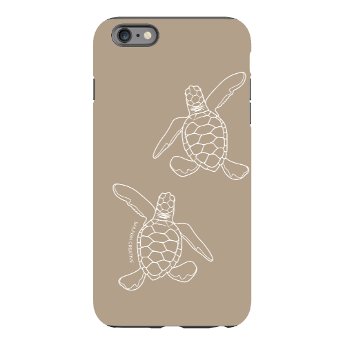 iPhone Tough Phone Case - Turtle Hatchlings Outline Natural