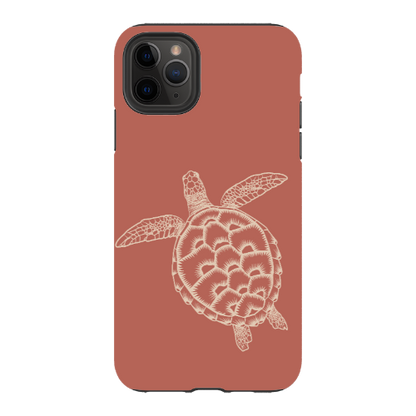 iPhone Tough Case - Turtle Outline Rusty Coral