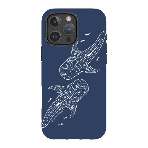 iPhone MagSafe Tough Case - Whale Sharks Outline Navy - Sailfish Creative