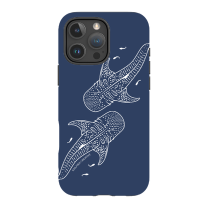 iPhone MagSafe Tough Case - Whale Sharks Outline Navy - Sailfish Creative