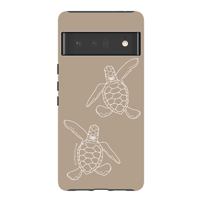 Google Pixel Tough Phone Case - Turtle Hatchlings Outline Natural
