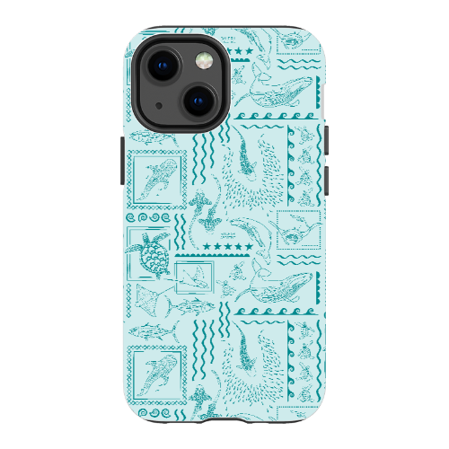 iPhone Tough Phone Case - Busy Print Teal
