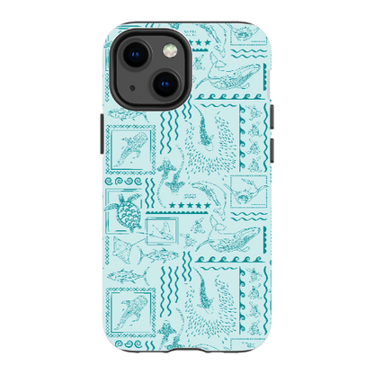 iPhone Tough Phone Case - Busy Print Teal