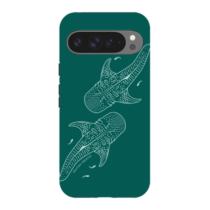 Google Pixel Tough Phone Case - Whale Sharks Outline Emerald