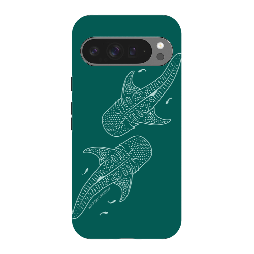 Google Pixel Tough Phone Case - Whale Sharks Outline Emerald