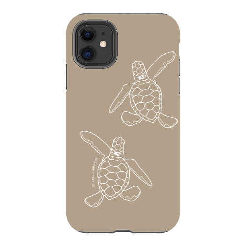 iPhone Tough Phone Case - Turtle Hatchlings Outline Natural