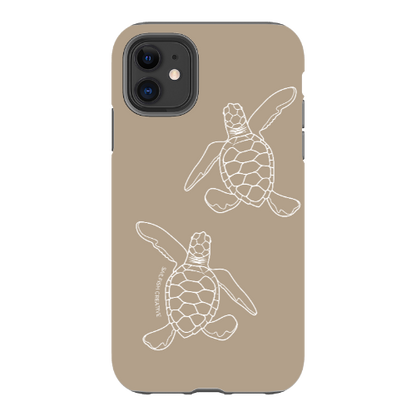 iPhone Tough Phone Case - Turtle Hatchlings Outline Natural