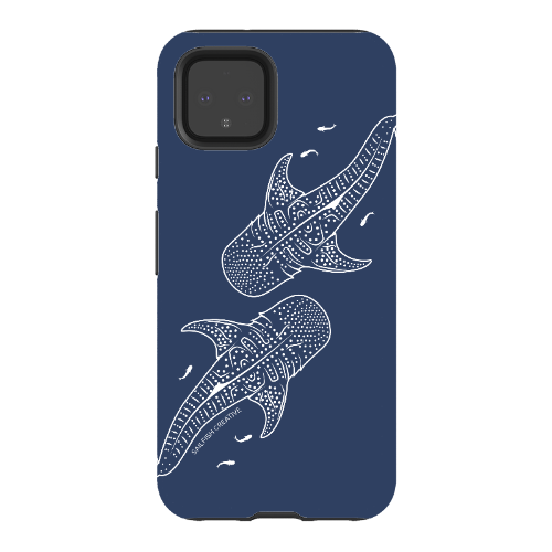 Google Pixel Tough Phone Case - Whale Sharks Outline Navy - Sailfish Creative