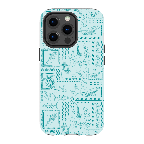 iPhone Tough Phone Case - Busy Print Teal