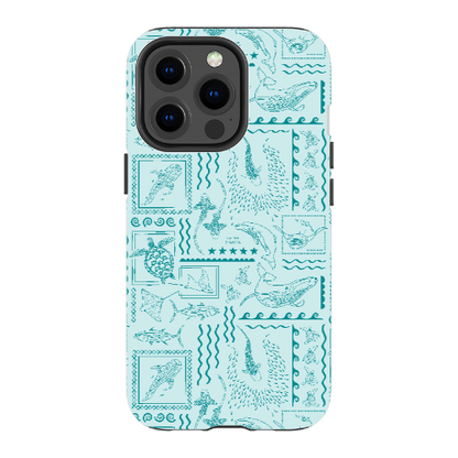 iPhone Tough Phone Case - Busy Print Teal