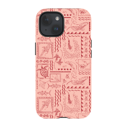 iPhone Tough Phone Case - Busy Print Coral