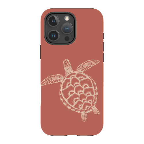 iPhone Tough Case - Turtle Outline Rusty Coral