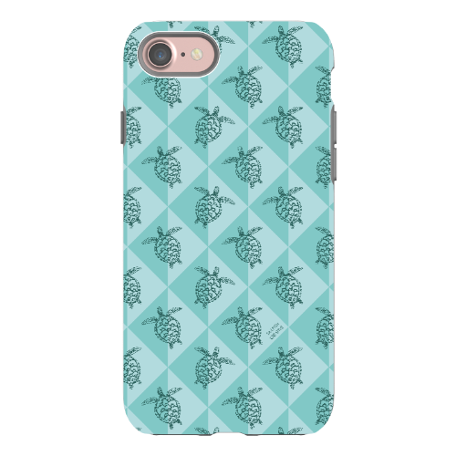 iPhone Tough Phone Case - Turtle Diamonds Teal