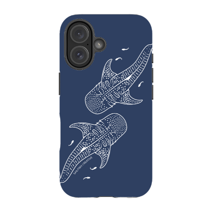 iPhone MagSafe Tough Case - Whale Sharks Outline Navy - Sailfish Creative