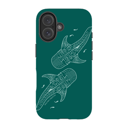 iPhone Tough Case - Whale Sharks Outline Emerald