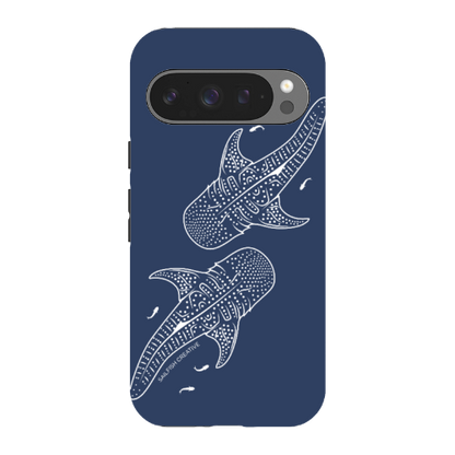 Google Pixel Tough Phone Case - Whale Sharks Outline Navy - Sailfish Creative