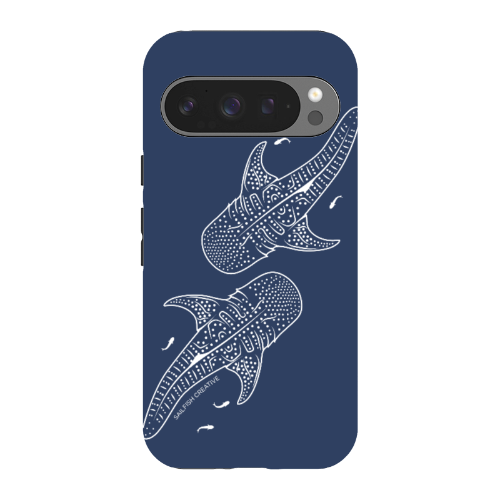 Google Pixel Tough Phone Case - Whale Sharks Outline Navy - Sailfish Creative