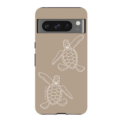 Google Pixel Tough Phone Case - Turtle Hatchlings Outline Natural