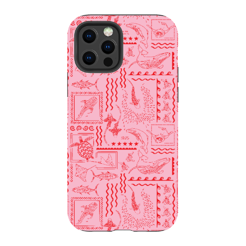 iPhone Tough Phone Case - Busy Print Pinks