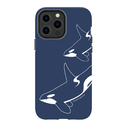 iPhone Tough Phone Case - Orca Outline Navy
