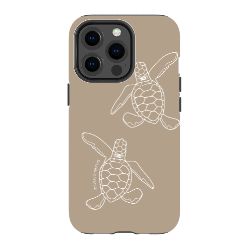 iPhone Tough Phone Case - Turtle Hatchlings Outline Natural - Sailfish Creative