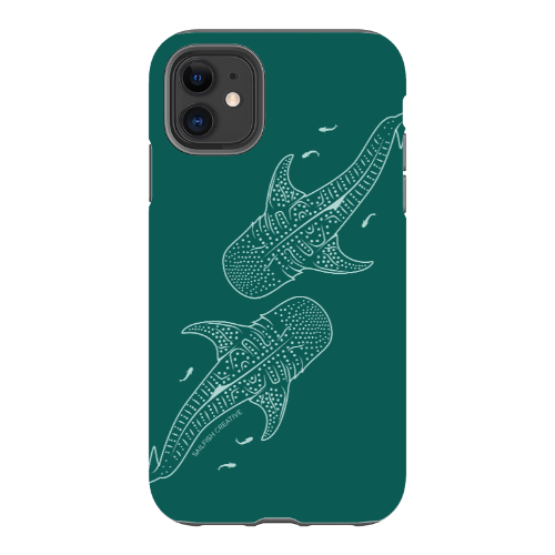 iPhone Tough Case - Whale Sharks Outline Emerald