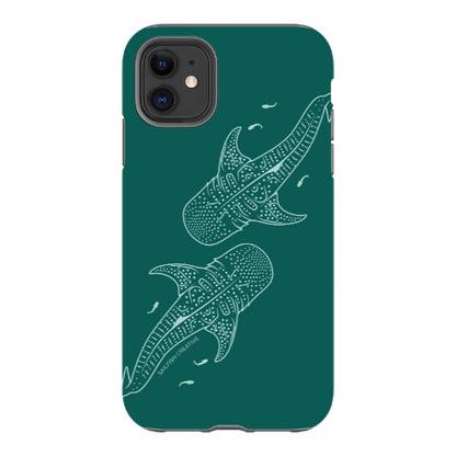 iPhone Tough Case - Whale Sharks Outline Emerald