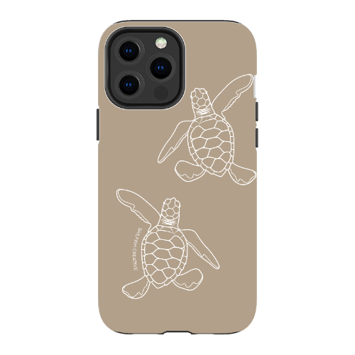 iPhone Tough Phone Case - Turtle Hatchlings Outline Natural - Sailfish Creative