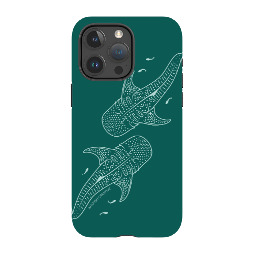 iPhone Tough Case - Whale Sharks Outline Emerald