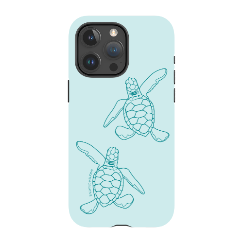 iPhone Tough Phone Case - Turtle Hatchlings Outline Teal - Sailfish Creative