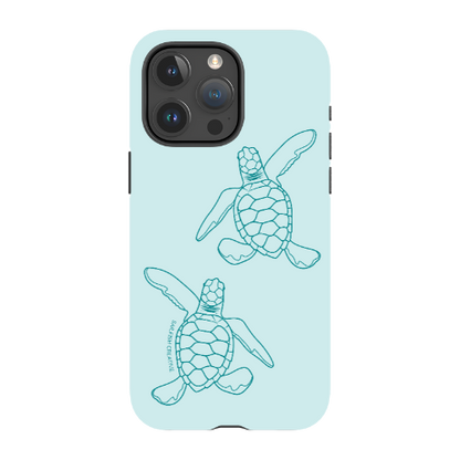 iPhone Tough Phone Case - Turtle Hatchlings Outline Teal - Sailfish Creative