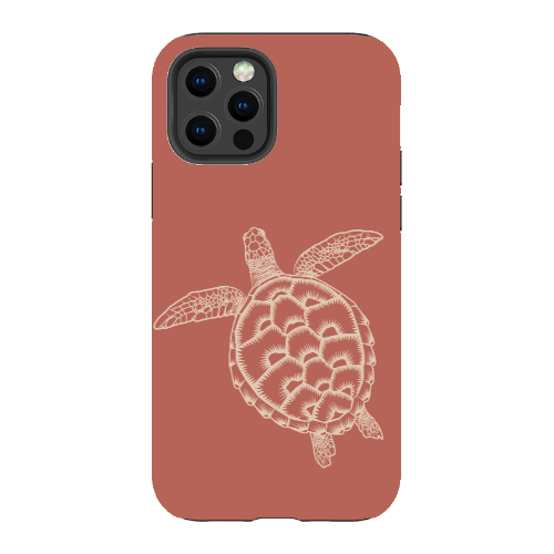 iPhone Tough Case - Turtle Outline Rusty Coral
