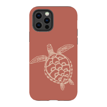 iPhone Tough Case - Turtle Outline Rusty Coral